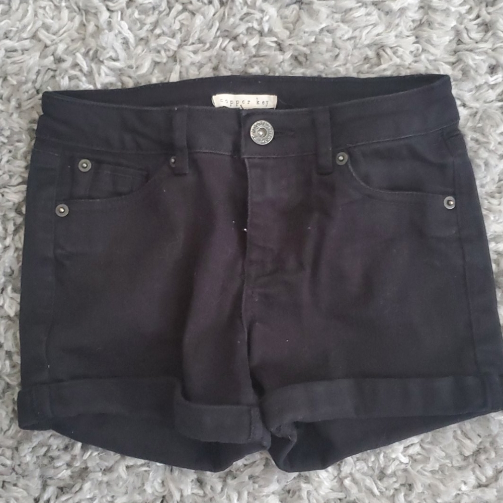 Girls black jean shorts